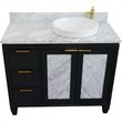 Pemberly Row Solid Wood Vanity with Right Round Sink in Gray/White Carrara