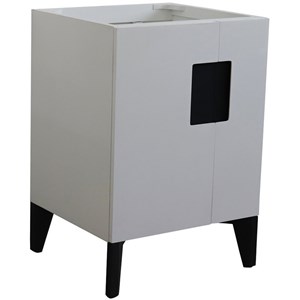 Pemberly Row 24&quot Modern Single Sink Solid Wood Vanity in White (Cabinet Only)