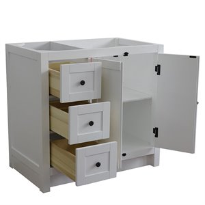 Pemberly Row  36&quot Single Solid Wood Vanity with Right Door in Glacier Ash