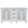 Pemberly Row Double Rectangle Sink Solid Wood Vanity in White/White Carrara
