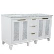 Pemberly Row Double Rectangle Sink Solid Wood Vanity in White/White Carrara