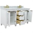 Pemberly Row Double Rectangle Sink Solid Wood Vanity in White/White Carrara