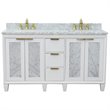 Pemberly Row Double Rectangle Sink Solid Wood Vanity in White/White Carrara