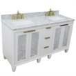 Pemberly Row Double Rectangle Sink Solid Wood Vanity in White/White Carrara