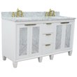 Pemberly Row Double Rectangle Sink Solid Wood Vanity in White/White Carrara
