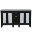 Pemberly Row Double Rectangle Sink Solid Wood Vanity in Blue/Gray Granite Stone