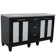 Pemberly Row Double Rectangle Sink Solid Wood Vanity in Blue/Gray Granite Stone