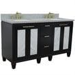 Pemberly Row Double Rectangle Sink Solid Wood Vanity in Blue/Gray Granite Stone