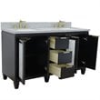 Pemberly Row Double Rectangle Sink Solid Wood Vanity in Blue/Gray Granite Stone