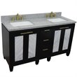 Pemberly Row Double Rectangle Sink Solid Wood Vanity in Blue/Gray Granite Stone