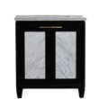 Pemberly Row Single Rectangle Sink Solid Wood Vanity in Blue/Gray Granite Stone