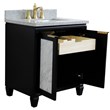 Pemberly Row Single Rectangle Sink Solid Wood Vanity in Blue/Gray Granite Stone