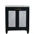 Pemberly Row Solid Wood Single Rectangle Sink Vanity in Dark Gray/White Carrara