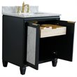 Pemberly Row Solid Wood Single Rectangle Sink Vanity in Dark Gray/White Carrara
