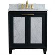Pemberly Row Solid Wood Single Rectangle Sink Vanity in Dark Gray/White Carrara