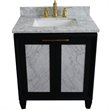 Pemberly Row Solid Wood Single Rectangle Sink Vanity in Dark Gray/White Carrara