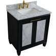 Pemberly Row Solid Wood Single Rectangle Sink Vanity in Dark Gray/White Carrara