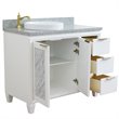 Pemberly Row Solid Wood Vanity with Left Round Sink in White/Gray Granite Stone