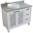 Pemberly Row Solid Wood Vanity with Left Round Sink in White/Gray Granite Stone