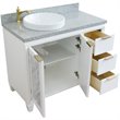Pemberly Row Solid Wood Vanity with Left Round Sink in White/Gray Granite Stone