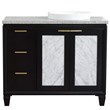 Pemberly Row Solid Wood Vanity with Right Round Sink in Blue/Gray Granite Stone