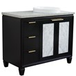 Pemberly Row Solid Wood Vanity with Right Round Sink in Blue/Gray Granite Stone