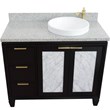 Pemberly Row Solid Wood Vanity with Right Round Sink in Blue/Gray Granite Stone