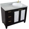 Pemberly Row Solid Wood Vanity with Right Round Sink in Blue/Gray Granite Stone