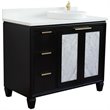 Pemberly Row Solid Wood Vanity with Right Round Sink in Blue/White Quartz Stone