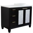 Pemberly Row Solid Wood Vanity with Right Round Sink in Blue/White Quartz Stone