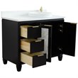 Pemberly Row Solid Wood Vanity with Right Round Sink in Blue/White Quartz Stone