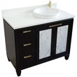 Pemberly Row Solid Wood Vanity with Right Round Sink in Blue/White Quartz Stone