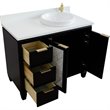 Pemberly Row Solid Wood Vanity with Right Round Sink in Blue/White Quartz Stone