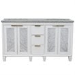 Pemberly Row Double Rectangle Sink Solid Wood Vanity in White/Gray Granite Stone