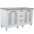 Pemberly Row Double Rectangle Sink Solid Wood Vanity in White/Gray Granite Stone