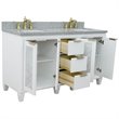 Pemberly Row Double Rectangle Sink Solid Wood Vanity in White/Gray Granite Stone