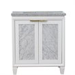 Pemberly Row Single Rectangle Sink Solid Wood Vanity in White/Gray Granite Stone