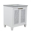 Pemberly Row Single Rectangle Sink Solid Wood Vanity in White/Gray Granite Stone