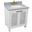 Pemberly Row Single Rectangle Sink Solid Wood Vanity in White/Gray Granite Stone