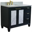 Pemberly Row Solid Wood Vanity w/ Left Rectangle Sink in Gray/Gray Granite Stone
