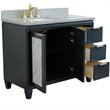 Pemberly Row Solid Wood Vanity w/ Left Rectangle Sink in Gray/Gray Granite Stone