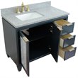 Pemberly Row Solid Wood Vanity w/ Left Rectangle Sink in Gray/Gray Granite Stone