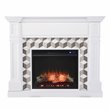 Pemberly Row Transitional Wood-Marble Electric Fireplace in White