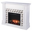 Pemberly Row Transitional Wood-Marble Electric Fireplace in White