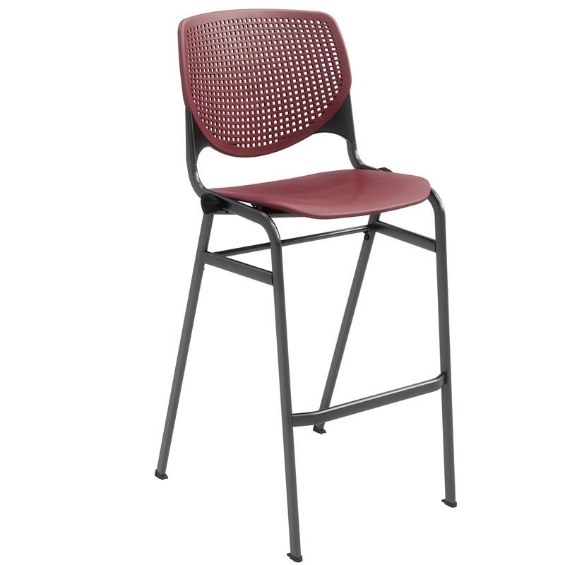 Pemberly Row Transitional Plastic Stack Barstool in Burgundy