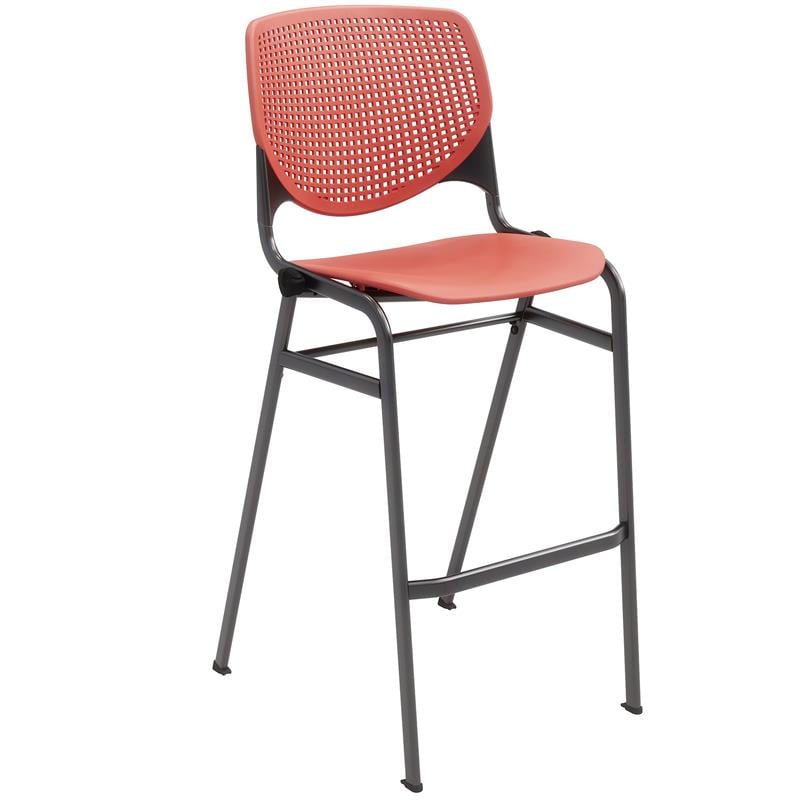 Pemberly Row Transitional Plastic Stack Barstool in Coral Blue