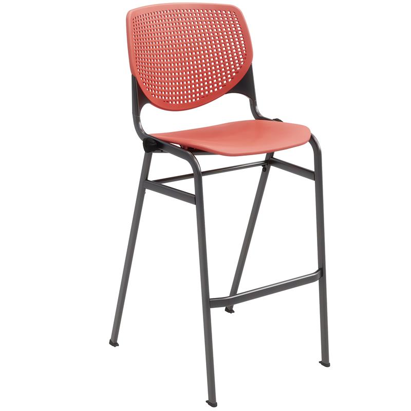 Pemberly Row Transitional Plastic Stack Barstool in Coral Blue