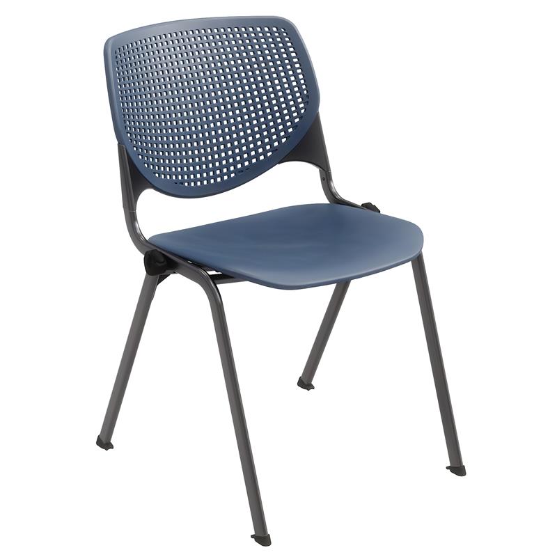Pemberly Row Modern Transitional Plastic Stack Chair in Navy