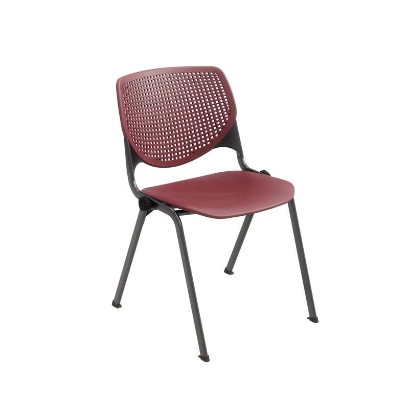 Pemberly Row Modern Transitional Plastic Stack Chair in Burgundy