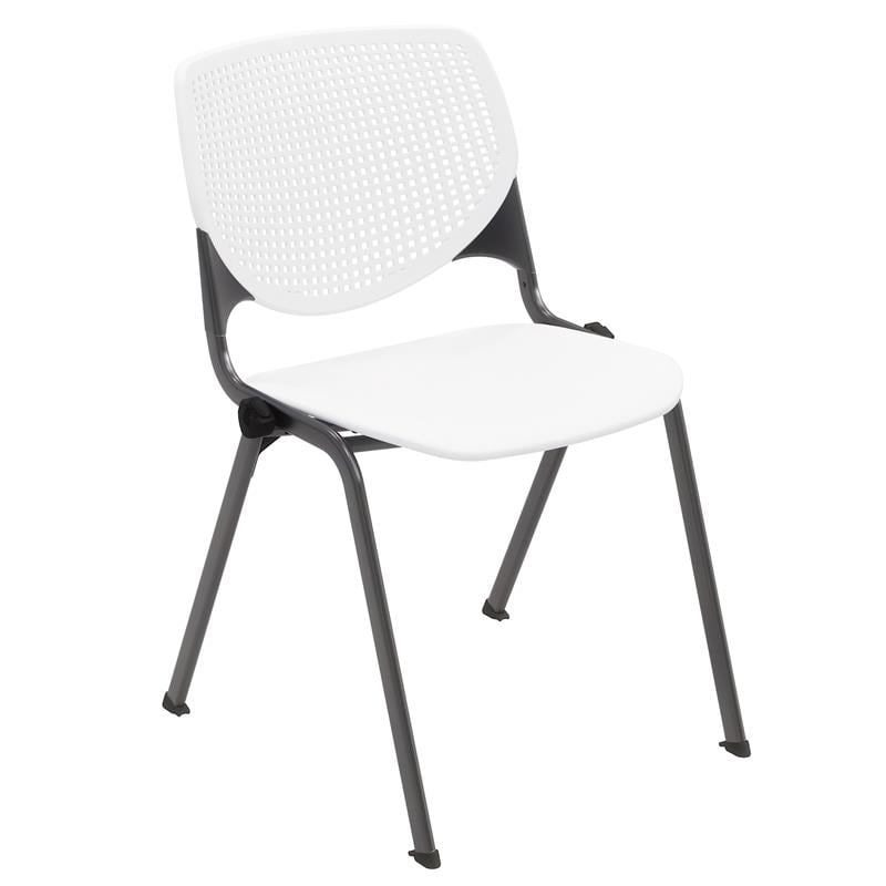 Pemberly Row Modern Transitional Plastic Stack Chair in White
